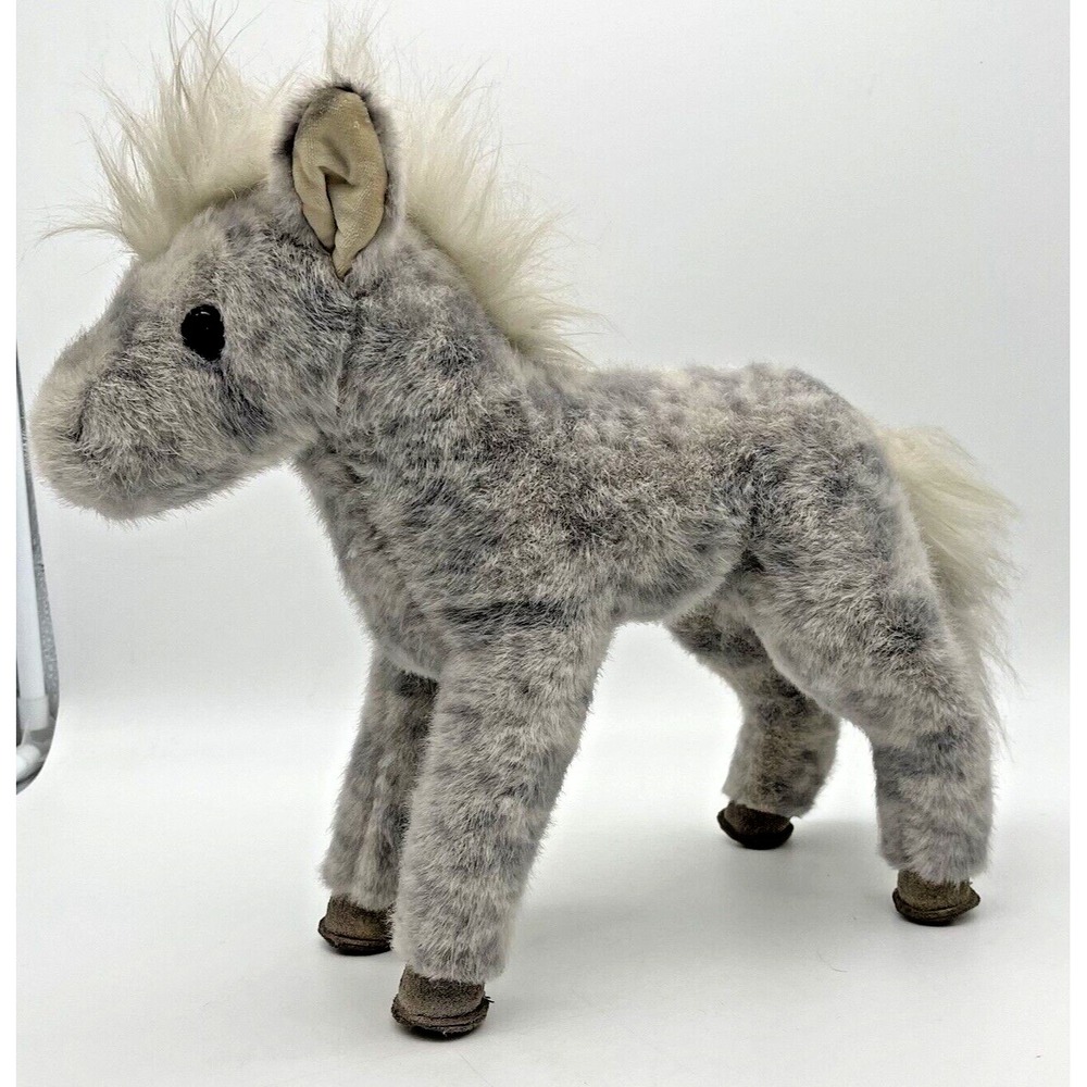 GUND DAPPLED GREY & WHITE HORSE PLUSH STUFFED 12" PONY - VINTAGE 1986 *RARE